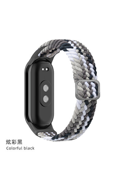 Choice حزام Miband 8 9 أسود ملون لـ Mi Band 9 8 7 بحلقة فردية مضفرة من النايل...