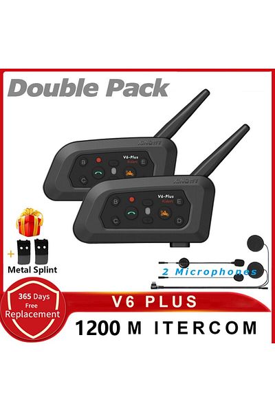 Choice Double Pack XINOWY V6 Plus Motorcycle Helmet Bluetooth Headset Intercom 1200M Interphone Communicato