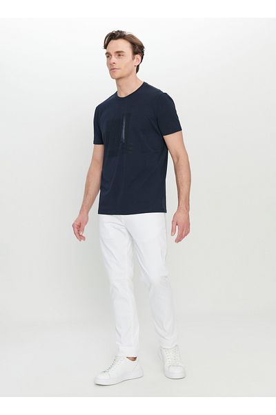 ALTINYILDIZ CLASSICS Altınyıldız Classics Crew Neck Ανδρικό μπλουζάκι με στάμπα Navy Blue ACE091252407_LAC