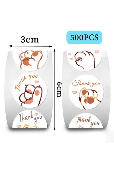 Choice 500pcs All 500PCS Cute Cartoon Paw Print Stickers Dog Cat Bear Paw Labels Stickers For Thank You Sti