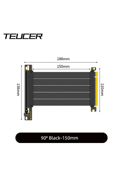 Choice كابل PCI-E 3.0 أسود - 15 سم من TEUCER PCI-E 4.0 X16 Riser لبطاقة الفيديو، محمي من التداخل الكهرومغناطيسي، مرن عالي السرعة