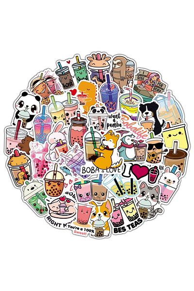 Choice 50pcs Pearl Milk Tea 50pcs Cute Tea Pearl Milk Bubble Tea Stickers Laptop Phone Case Water Bottle No
