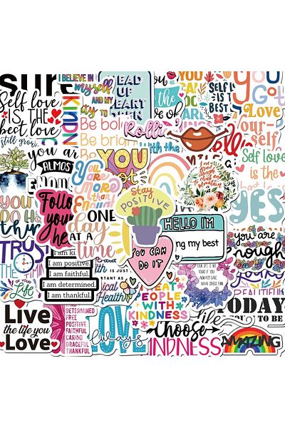 Choice 52PCS 52pcs Inspirational Quote Stickers Pack Positive Decals for Water Bottle Laptop Phone Skateboa