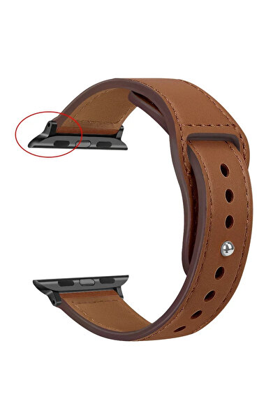 Choice حزام جلدي بني 19 مم 40 مم 41 مم لساعة أبل 44 مم 45 مم 41 مم 40 مم 49 م...