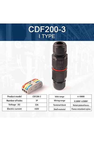 Choice CDF-200-3P IP68 Waterproof Joint Wire Quick Connection Waterproof Connector 2/3 Pin Solder Less LED