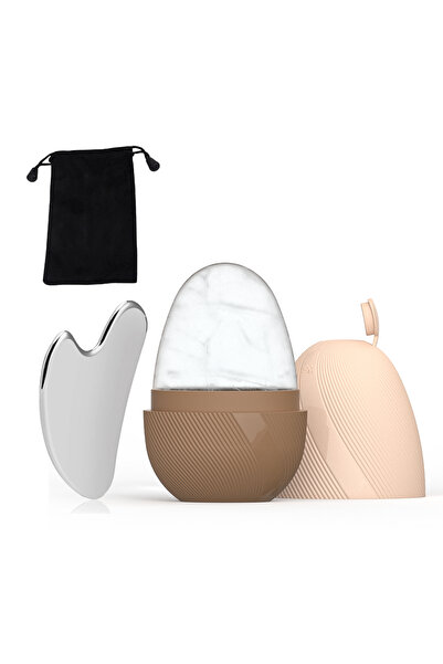 DUTRIEUX طقم مكون من قطعتين - بكرة ثلج بنية للوجه ومجموعة أدوات غوا شا من الف...