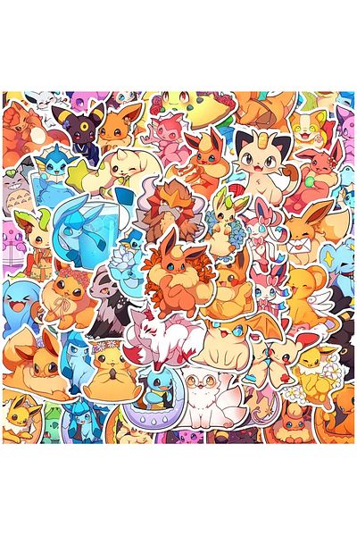Takara Tomy 10PCS 10/30/50pcs Kawaii Pokemon Pikachu Eevee Stickers Cute Cartoon Kids Decals Toy Phone Case Lugg