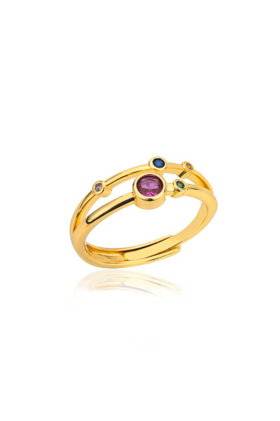 Choice خواتم زركون ملونة قابلة للتغيير JZ3887G للنساء باللون الذهبي من الفولا...