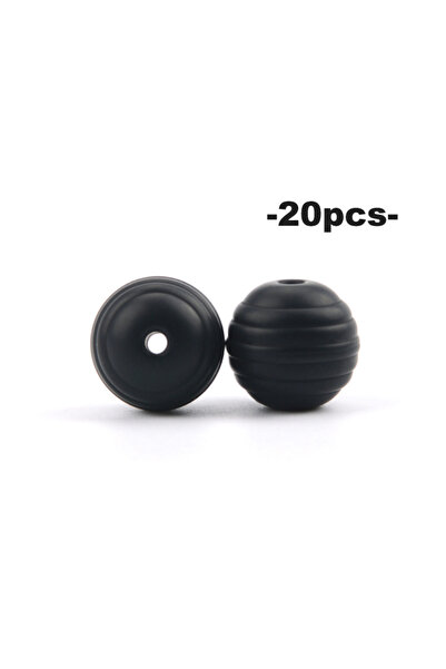 LOFCA black 20pcs Beehive Silicone Beads Spiral Baby Teething Round Food Grade Beads 15mm DIY Thread