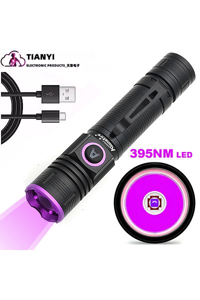 Choice 18650 Lithium Battery ZOOM black 395NM UV 395nm UV identification aluminum alloy convenient focusing