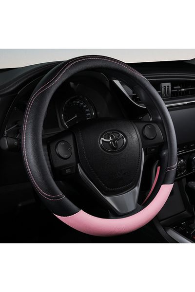Choice Pink New PU Leather Splicing Leather Anti-slip Wear Four Seasons Universal Steering Wheel Cover