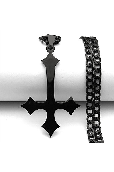Choice10 A 60cm NKxi BK Goth Upside Down Cross Steel Pendant Necklace for Men...