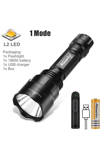 Choice Black L2 1 Mode 10w High Power Led Ultra Bright Tactical Flashlight Outdoor Hiking Travel Fishing Ca