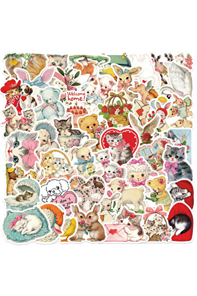 Choice 50 قطعة من ملصقات قصاصات الحيوانات القديمة للقطط والأرانب لأجهزة الكمب...