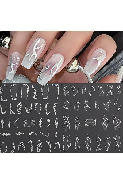Choice ملصقات أظافر ثلاثية الأبعاد بخطوط معدنية TH-1106 وTH-1108، أشواك فضية،...