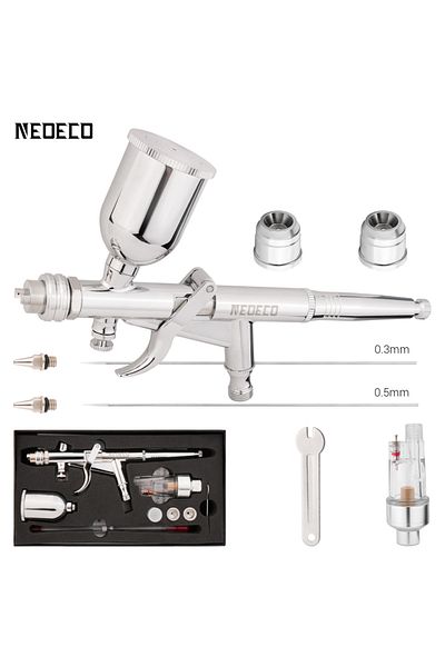 Choice With mac valve Pistol Grip Airbrush Kit 0.3mm/0.5mm with Fan Cap 15CC Fluids Cups Efficiency for Car
