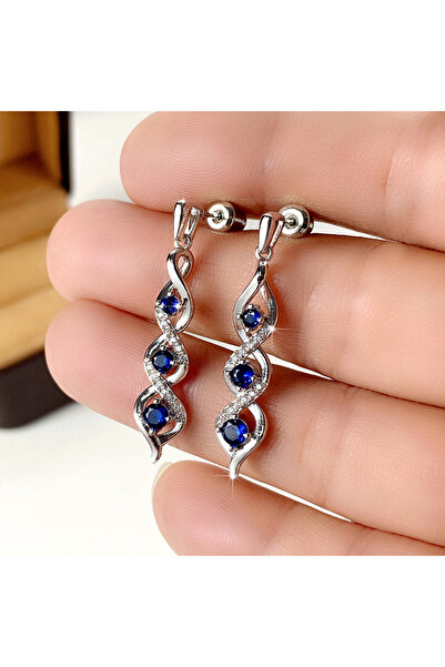 Choice E2225 Huitan Newly Designed Women's Earrings for Wedding Accessories Fancy Twist Earrings with Blue