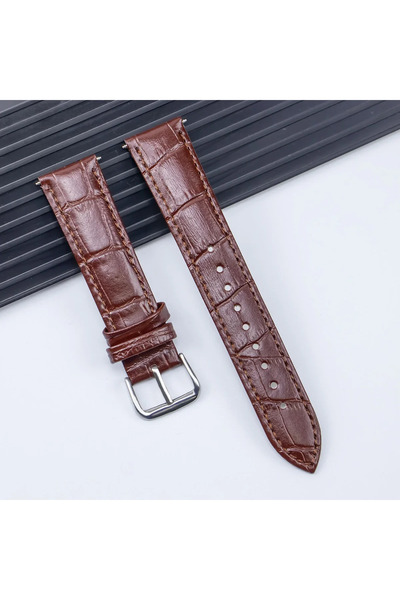 Choice سوار ساعة من الجلد الطبيعي باللون البني مقاس 20 مم، مقاسات 12/14/16/18...