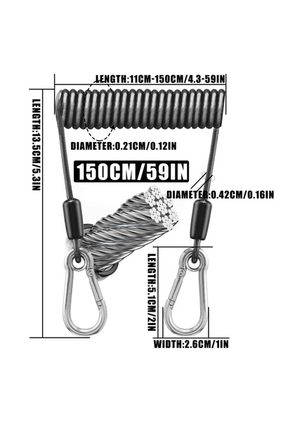 Choice 1.5M Stainless steel SAMOLLA Heavy-Duty Elastic Fishing Lanyard: Unive...