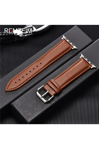 Choice سوار ساعة من جلد العجل الأصلي بني فاتح مقاس 42 مم أو 44 مم أو 45 مم، م...