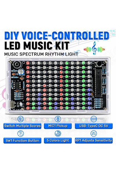 Choice Diy Sound Control Led Music Electronic Kits Audio Frequency Display Pcb Soldering Project Practic...