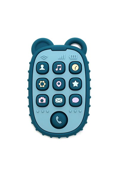 Choice blue 2024 New Baby Teether mobile phone Shape Silicone Teether Teething Toy Kids Sensory Educational