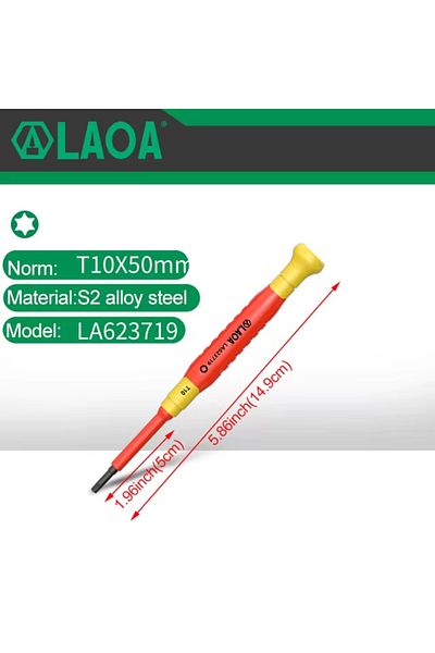 LAOA T10x50mm LAOA Insulated Precision Screwdriver a Cross Small Size Screwdriver to Remove Eyeglasses Cl