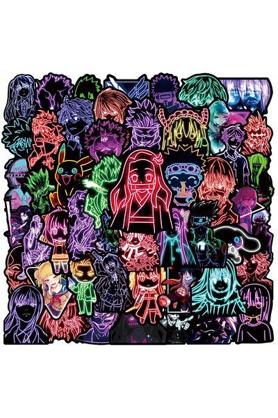 Choice 50pcs 50pcs Cartoon Neon Graffiti Stickers Scooter Body Stickers Storage Box Skateboard Ledger Stick
