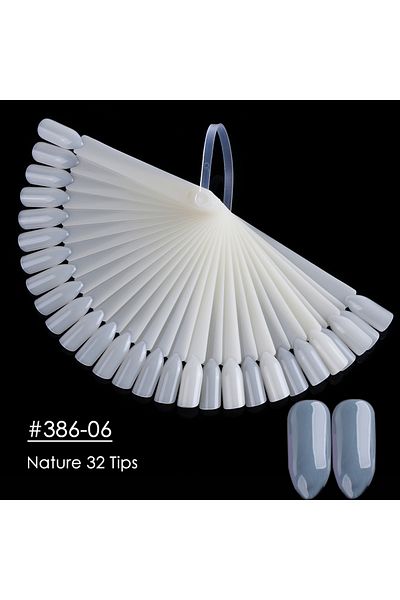 Choice 386-06 50pcs False Nail Display Tips Clear Nature Color Chart Oval Fan Style UV Gel Polish Swatch Sh