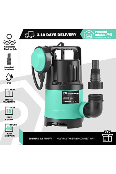 Choice مضخة مياه بروستورمر 400 واط، مضخة مياه غاطسة 400 واط، 7500 لتر/ساعة، م...