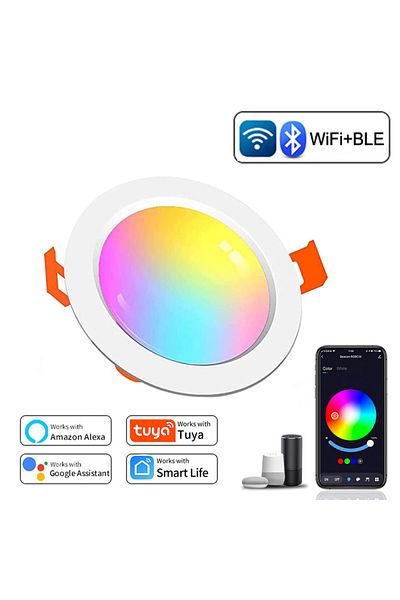 Aamasun 10w Wifi Ble Downlight Wifi Smart Led Downlight Zigbee Down Light Dimmable Round Spotlight 5w 7w 10w