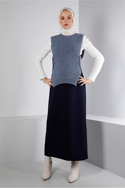 Alvina SIDE BUTTONED KNITWEAR SUEVETER 43245