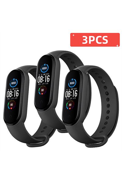 choice2 Mi band 5 black 3PCS 3Pcs Watchband For Mi Band 7 6 4 5 3 Bracelet Xiaomi Mi Band Strap Silicone Spo