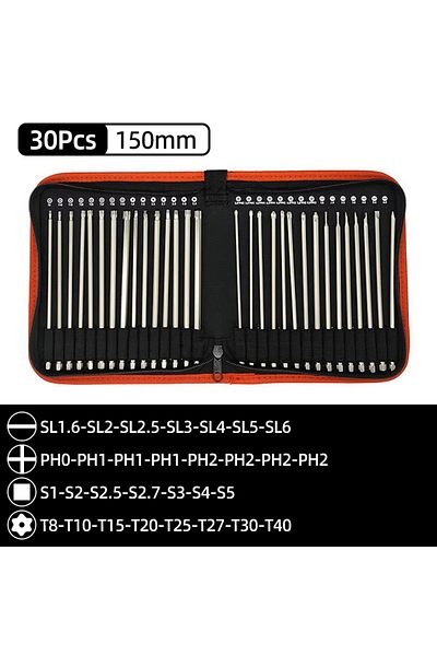 Choice 150mm length 30Pcs Set 100/150mm S2 Steel Magnetic Screwdriver Bits 1/4 Inch Hex Shank Power Tools S