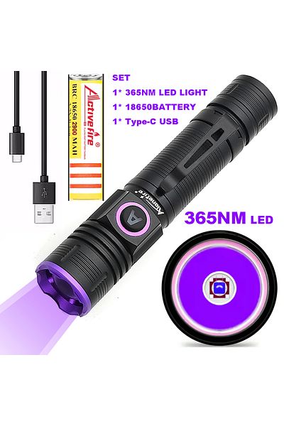 Choice 18650 Lithium Battery ZOOM black 365NM UV SET 395nm UV identification aluminum alloy convenient focu