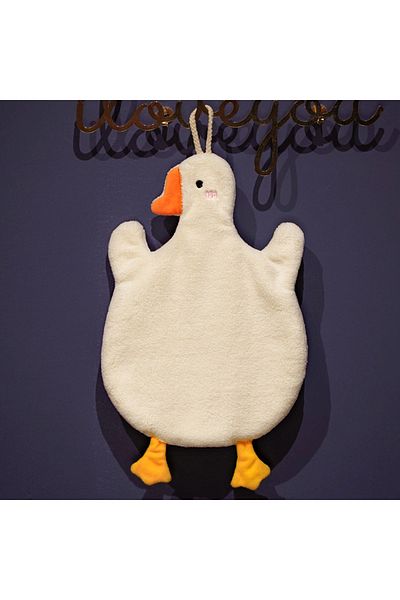 Choice1 WHITE Cartoon Goose Hand Towel Kitchen Bathroom and Toilet Hand Towel Hanging Type with Super Water