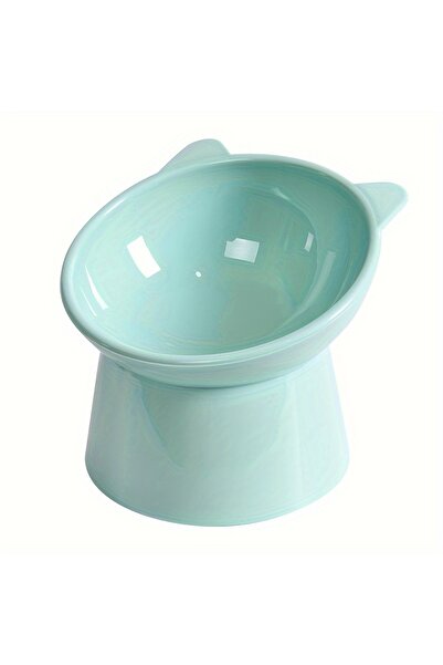 Choice وعاء طعام مرتفع للقطط بلون أخضر فاتح، قطعة واحدة، مضاد للقيء، وعاء طعا...