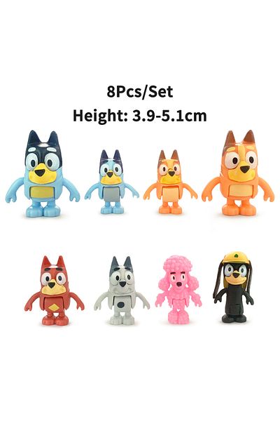 Choice 01 Bluey Bingo Anime Figure Toys 8Pcs/Set Cute PVC Movable Joints Action Figure Model Dolls Kids Bir