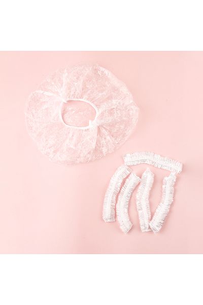 Choice White 100pc Disposable Shower Cap, Transparent Plastic Strip Waterproof, Enlarged And Thickened Beau