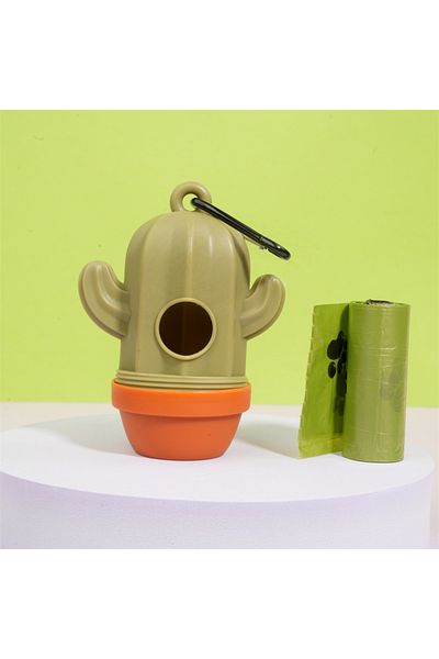 Choice army green 10x8cm (1 Cactus+1 Garbage Bag) Cactus Type Outdoor Portable Pet Poop Bag Dispenser, Pet