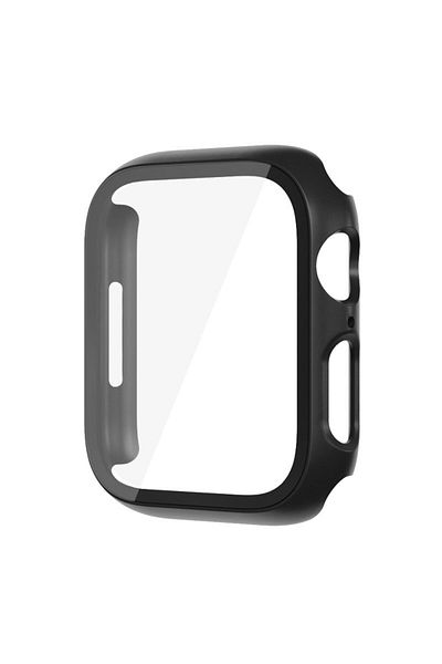 Choice 38MM Black Glass+Case For Apple Watch 8 7 45mm 44mm 41mm 40mm PC Screen Protector Cover iwatch Serie