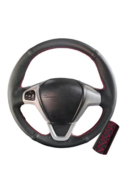 Choice غطاء عجلة قيادة سيارة من الجلد المصنوع من الألياف الدقيقة بخيوط حمراء ...