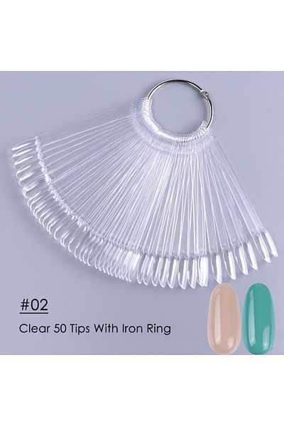 Choice A23-02 50pcs False Nail Display Tips Clear Nature Color Chart Oval Fan Style UV Gel Polish Swatch Sh