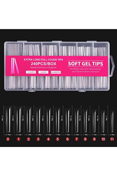 Choice نصف تابوت 240 240 قطعة أطراف أظافر طويلة جدًا منحنية على شكل حرف C أطر...