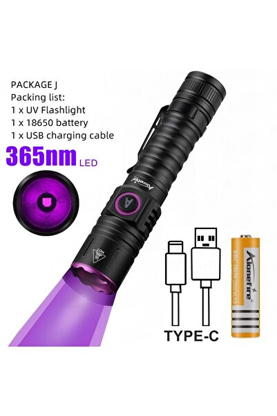 Choice مصباح يدوي أسود يعمل بالأشعة فوق البنفسجية بطول موجي 365 نانومتر (1865...