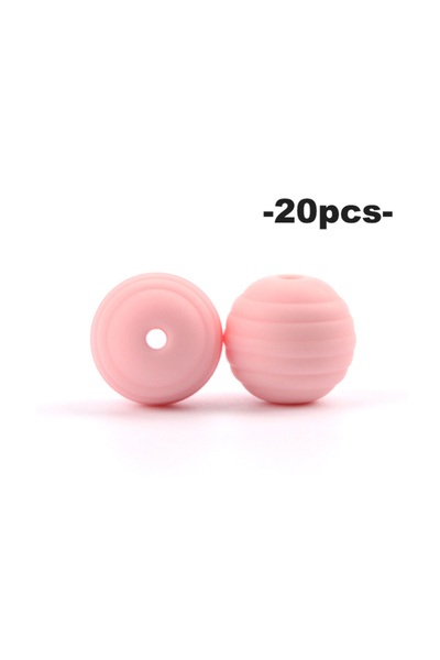 LOFCA rose quartz LOFCA 20pcs Beehive Silicone Beads Spiral Baby Teething Round Food Grade Beads 15mm DIY