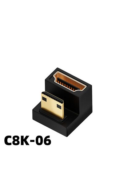 Choice 1PCS 8K HDMI Adapter C8K-06 360 Degree Angled U-shaped L Converter Mini HDMI Male to HDMI-compatible