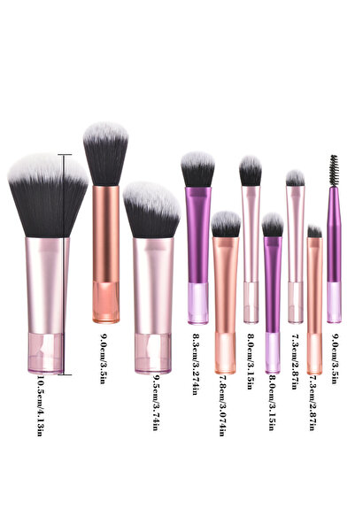 Choice6 10 قطع من فرش المكياج الصغيرة ذات الألوان العشرة، أداة مكياج محمولة للسفر، إسفنجة مكياج - فرشاة بالم براش الاحترافية