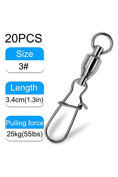 Choice5 مجموعة 20 قطعة من GOBAIT مقاس 3، موصل دوار، محمل كروي، حلقة دوارة، مش...