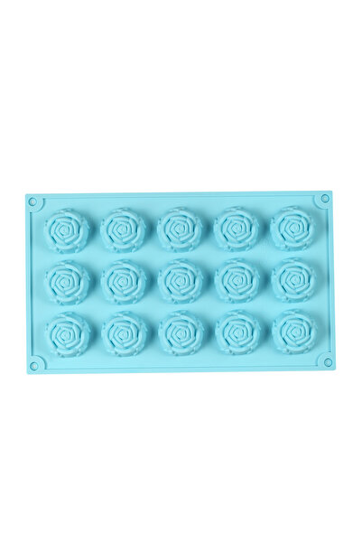 Choice قالب سيليكون على شكل وردة، 15 تجويف، لون أزرق، قالب حلوى شوكولاتة، قال...